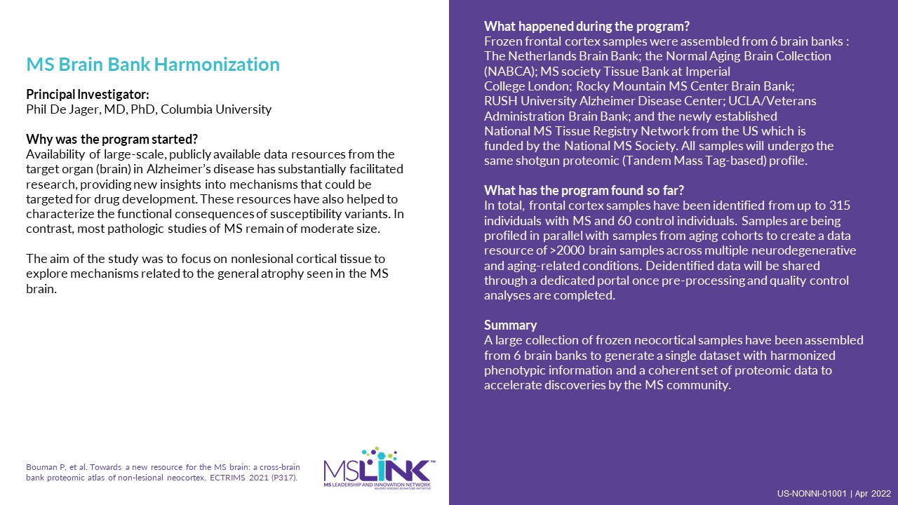 MS Brain Bank Harmonization Study Description