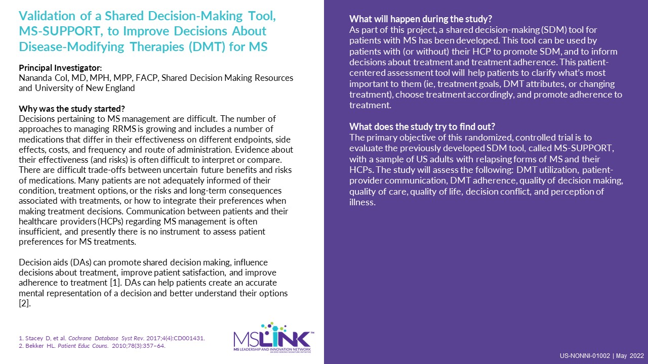 MS-SUPPORT Randomized Controlled Study Description